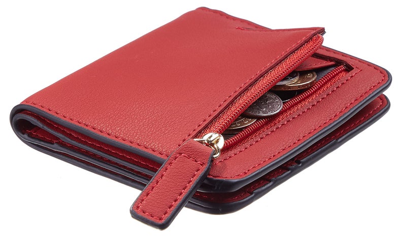 Gostwo Small Wallet for Women, Credit Card Holder Wallet, Slim Rfid Wallet Women, Compact Bifold Luxury Genuine Leather Pocket Passport Wallet Ladies Girls Mini Purse Travel with ID Window, Red - Image 2